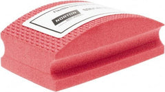 Norton - Fine Grade, 200 Grit, Diamond Hand Pad - Red, 2-1/8" Wide x 3-1/2" Long x 1-1/2" Thick, Nonwoven - Eagle Tool & Supply