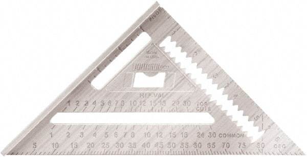 Johnson Level & Tool - 7" Blade Length x 7" Base Length, Powder Coated Finish, Aluminum Rafter Square - 1/8" Graduation - Eagle Tool & Supply