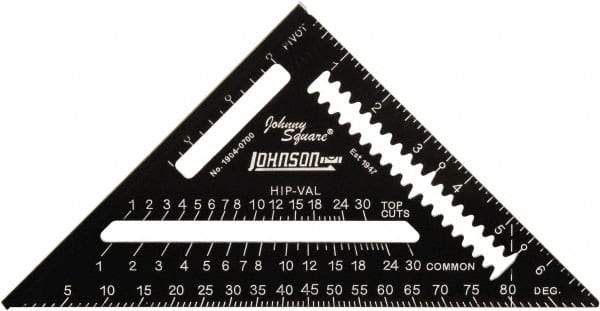 Johnson Level & Tool - 7" Blade Length x 7" Base Length, Anodized Finish, Aluminum Rafter Square - 1/8" Graduation - Eagle Tool & Supply