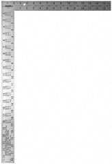 Johnson Level & Tool - 24" Blade Length x 16" Base Length, Steel Carpenters' Square - 1/8", 0.1", 0.083", 1/16" Graduation, 2" Base Width - Eagle Tool & Supply