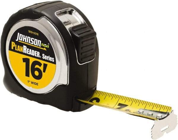Johnson Level & Tool - 16' x 1" Tape Measure - 1/16" Graduation, Inch Graduation Style - Eagle Tool & Supply