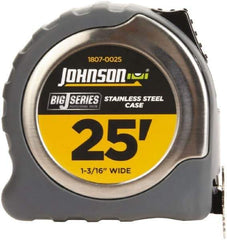 Johnson Level & Tool - 25' x 1-3/16" Tape Measure - 1/16" Graduation, Inch Graduation Style - Eagle Tool & Supply