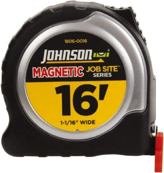 Johnson Level & Tool - 16' x 1-1/16" Tape Measure - 1/16" Graduation, Inch Graduation Style - Eagle Tool & Supply