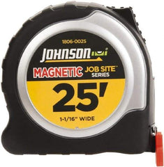 Johnson Level & Tool - 25' x 1-1/16" Tape Measure - 1/16" Graduation, Inch Graduation Style - Eagle Tool & Supply