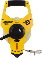 Johnson Level & Tool - 100' x 1/2" Tape Measure - 1/8" (Face) & 1/10" (Back) Graduation, Inch Graduation Style - Eagle Tool & Supply