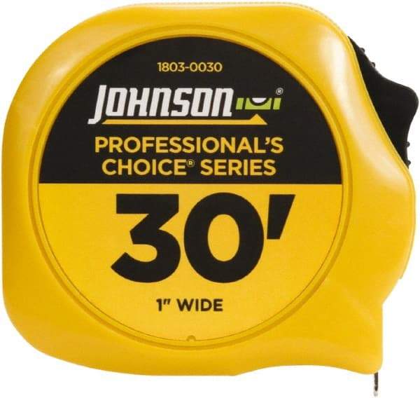 Johnson Level & Tool - 30' x 1" Tape Measure - 1/16" Graduation, Inch Graduation Style - Eagle Tool & Supply