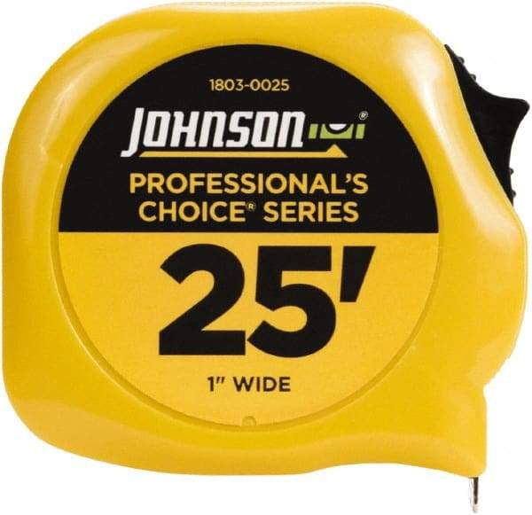 Johnson Level & Tool - 25' x 1" Tape Measure - 1/16" Graduation, Inch Graduation Style - Eagle Tool & Supply