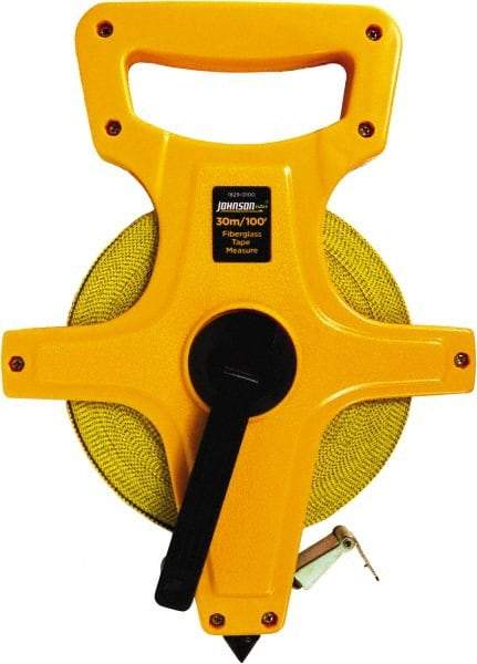 Johnson Level & Tool - 100' x 1/2" Tape Measure - 1/8" & 1mm Graduation, Inch/Metric Graduation Style - Eagle Tool & Supply