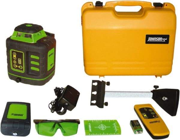 Johnson Level & Tool - 1,200' (Exterior) Measuring Range, 1/8" at 100' Accuracy, Self-Leveling Rotary Laser - ±3° Self Leveling Range, 150, 200, 250 & 300 RPM, 2 Beams, NiMH Battery Included - Eagle Tool & Supply