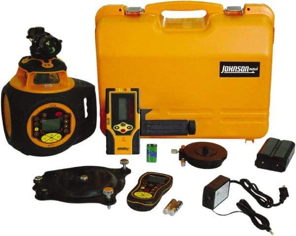 Johnson Level & Tool - 2,000' (Exterior) Measuring Range, 1/16" at 100' Accuracy, Self-Leveling Rotary Laser - 300, 600 & 1,100 RPM, 2 Beams, Lithium-Ion Battery Included - Eagle Tool & Supply