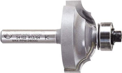 Amana Tool - 1-1/4" Cut Diam, 1/2" Length of Cut, 2 Flute Classical Edge Profile Router Bit - Carbide-Tipped, 1/4" Shank Diam, 2" OAL, Uncoated - Eagle Tool & Supply