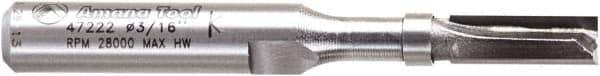 Amana Tool - 3/16" Cut Diam, 1/2" Length of Cut, 2 Flute Pattern-Cutting Edge Profile Router Bit - Carbide-Tipped, 1/4" Shank Diam, 2" OAL, Uncoated - Eagle Tool & Supply