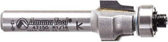 Amana Tool - 1/2" Cut Diam, 3/8" Length of Cut, 2 Flute Laminate Trim Edge Profile Router Bit - Carbide-Tipped, 1/4" Shank Diam, 1-7/8" OAL, Uncoated - Eagle Tool & Supply