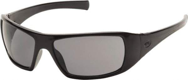 PYRAMEX - Polarized Gray Lenses, Framed Polarized Glasses - Scratch Resistant, Black Polycarbonate/Thermoplastic Rubber Frame, Size Universal, Wrap Around - Eagle Tool & Supply