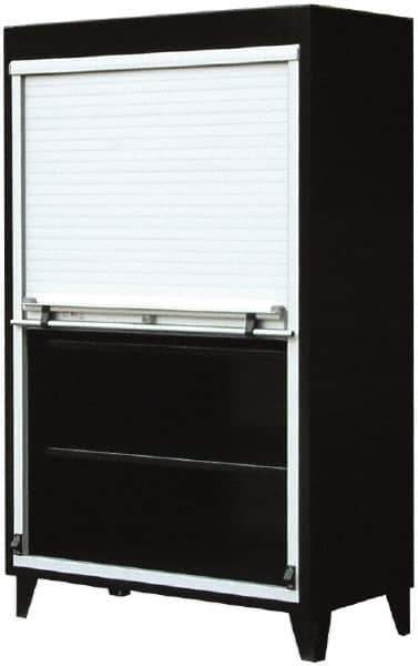 Strong Hold - 4 Shelf Roll Up Storage Cabinet - Steel/Aluminum, 36" Wide x 24" Deep x 78" High, Dark Gray - Eagle Tool & Supply