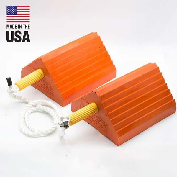 Checkers - 1 2-Piece 8-1/2" Wide x 5" High x 10" Deep Polyurethane Wheel Chock - Eagle Tool & Supply