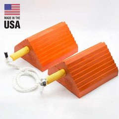 Checkers - 1 2-Piece 8-1/2" Wide x 5" High x 10" Deep Polyurethane Wheel Chock - Eagle Tool & Supply