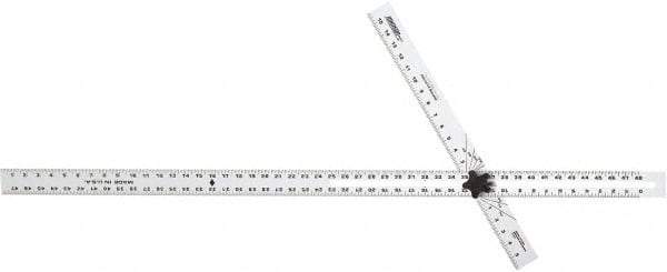 Johnson Level & Tool - 48" Blade Length x 2" Blade Width, 16" Base Length x 2" Base Width Aluminum Square - 0.008" Accuracy, Beveled Edge - Eagle Tool & Supply
