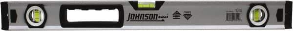 Johnson Level & Tool - 24" Long 3 Vial Box Beam Level - Aluminum, Yellow, 2 Plumb & 1 Level Vials - Eagle Tool & Supply