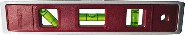 Johnson Level & Tool - Magnetic 9" Long 3 Vial Torpedo Level - ABS Plastic, Red, 1 Plumb, 1 Level & 1 45° Vials - Eagle Tool & Supply