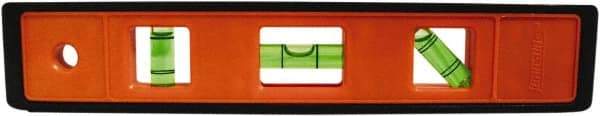 Johnson Level & Tool - 9" Long 3 Vial Torpedo Level - ABS Plastic, Orange, 1 Plumb, 1 Level & 1 45° Vials - Eagle Tool & Supply