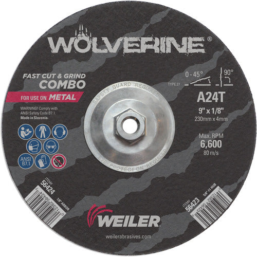 Vortec Pro 9″ × 1/8″ Type 27 Cutting Wheel, A24T, 5/8″-11 UNC Nut - Eagle Tool & Supply