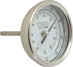 Wika - 2-1/2 Inch Long Stem, 3 Inch Dial Diameter, Stainless Steel, Back Connected Bi-Metal Thermometer - -40 to 50°C, 1% Accuracy - Eagle Tool & Supply