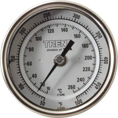 Wika - 2-1/2 Inch Long Stem, 3 Inch Dial Diameter, Stainless Steel, Back Connected Bi-Metal Thermometer - 10 to 260°C, 1% Accuracy - Eagle Tool & Supply