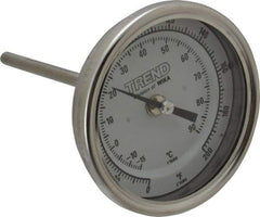 Wika - 4 Inch Long Stem, 3 Inch Dial Diameter, Stainless Steel, Back Connected Bi-Metal Thermometer - -15 to 90°C, 1% Accuracy - Eagle Tool & Supply