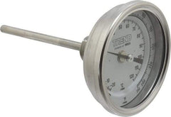 Wika - 4 Inch Long Stem, 3 Inch Dial Diameter, Stainless Steel, Back Connected Bi-Metal Thermometer - -20 to 120°C, 1% Accuracy - Eagle Tool & Supply