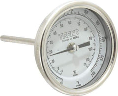 Wika - 4 Inch Long Stem, 3 Inch Dial Diameter, Stainless Steel, Back Connected Bi-Metal Thermometer - -5 to 115°C, 1% Accuracy - Eagle Tool & Supply