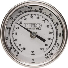 Wika - 6 Inch Long Stem, 3 Inch Dial Diameter, Stainless Steel, Back Connected Bi-Metal Thermometer - -20 to 120°C, 1% Accuracy - Eagle Tool & Supply