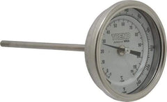 Wika - 6 Inch Long Stem, 3 Inch Dial Diameter, Stainless Steel, Back Connected Bi-Metal Thermometer - -5 to 115°C, 1% Accuracy - Eagle Tool & Supply