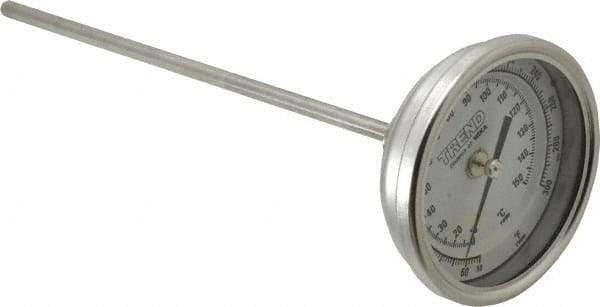 Wika - 9 Inch Long Stem, 3 Inch Dial Diameter, Stainless Steel, Back Connected Bi-Metal Thermometer - 10 to 150°C, 1% Accuracy - Eagle Tool & Supply