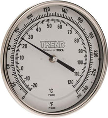 Wika - 2-1/2 Inch Long Stem, 5 Inch Dial Diameter, Stainless Steel, Back Connected Bi-Metal Thermometer - -20 to 120°C, 1% Accuracy - Eagle Tool & Supply