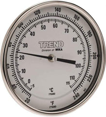 Wika - 2-1/2 Inch Long Stem, 5 Inch Dial Diameter, Stainless Steel, Back Connected Bi-Metal Thermometer - -5 to 115°C, 1% Accuracy - Eagle Tool & Supply