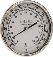 Wika - 2-1/2 Inch Long Stem, 5 Inch Dial Diameter, Stainless Steel, Back Connected Bi-Metal Thermometer - 10 to 150°C, 1% Accuracy - Eagle Tool & Supply