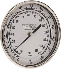 Wika - 6 Inch Long Stem, 5 Inch Dial Diameter, Stainless Steel, Back Connected Bi-Metal Thermometer - 10 to 150°C, 1% Accuracy - Eagle Tool & Supply