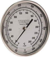 Wika - 9 Inch Long Stem, 5 Inch Dial Diameter, Stainless Steel, Back Connected Bi-Metal Thermometer - 10 to 260°C, 1% Accuracy - Eagle Tool & Supply