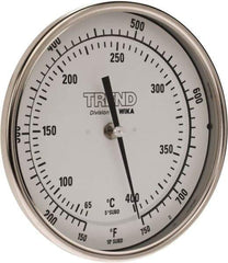 Wika - 9 Inch Long Stem, 5 Inch Dial Diameter, Stainless Steel, Back Connected Bi-Metal Thermometer - 65 to 400°C, 1% Accuracy - Eagle Tool & Supply