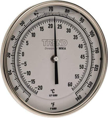 Wika - 4 Inch Long Stem, 5 Inch Dial Diameter, Stainless Steel, Back Connected Bi-Metal Thermometer - -20 to 60°C, 1% Accuracy - Eagle Tool & Supply