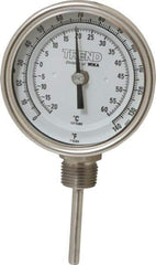 Wika - 2-1/2 Inch Long Stem, 3 Inch Dial Diameter, Stainless Steel, Bottom Connected Bi-Metal Thermometer - -20 to 60°C, 1% Accuracy - Eagle Tool & Supply