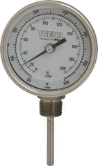 Wika - 2-1/2 Inch Long Stem, 3 Inch Dial Diameter, Stainless Steel, Bottom Connected Bi-Metal Thermometer - 10 to 200°C, 1% Accuracy - Eagle Tool & Supply