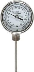 Wika - 4 Inch Long Stem, 3 Inch Dial Diameter, Stainless Steel, Bottom Connected Bi-Metal Thermometer - -20 to 120°C, 1% Accuracy - Eagle Tool & Supply