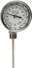 Wika - 4 Inch Long Stem, 3 Inch Dial Diameter, Stainless Steel, Bottom Connected Bi-Metal Thermometer - -5 to 115°C, 1% Accuracy - Eagle Tool & Supply