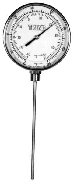 Wika - 12 Inch Long Stem, Stainless Steel, Bottom Connected Bi-Metal Thermometer - -70 to 70°C, 1% Accuracy - Eagle Tool & Supply