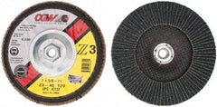 Camel Grinding Wheels - 40 Grit, 7" Disc Diam, 5/8-11 Center Hole, Type 29 Zirconia Alumina Flap Disc - 8,600 Max RPM, Poly Cotton Backing, Arbor Attaching System, Coated - Eagle Tool & Supply