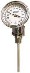 Wika - 15 Inch Long Stem, Stainless Steel, Back Connected Bi-Metal Thermometer - 10 to 150°C, 1% Accuracy - Eagle Tool & Supply