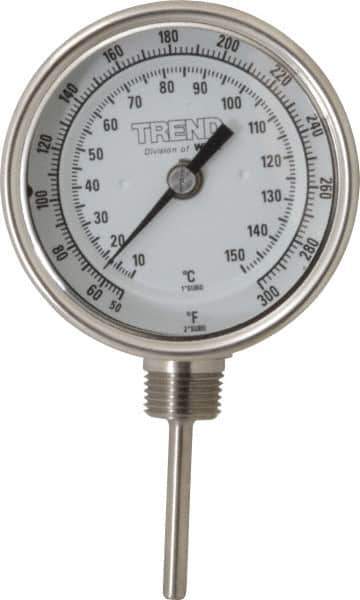 Wika - 2-1/2 Inch Long Stem, 3 Inch Dial Diameter, Stainless Steel, Adjustable Angle Bi-Metal Thermometer - 10 to 150°C, 1% Accuracy - Eagle Tool & Supply