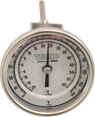 Wika - 4 Inch Long Stem, 3 Inch Dial Diameter, Stainless Steel, Adjustable Angle Bi-Metal Thermometer - -20 to 60°C, 1% Accuracy - Eagle Tool & Supply